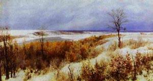 Peinture à l'huile First Snow Study 1891 de Vasily Polenov en reproduction 12x16 pouces