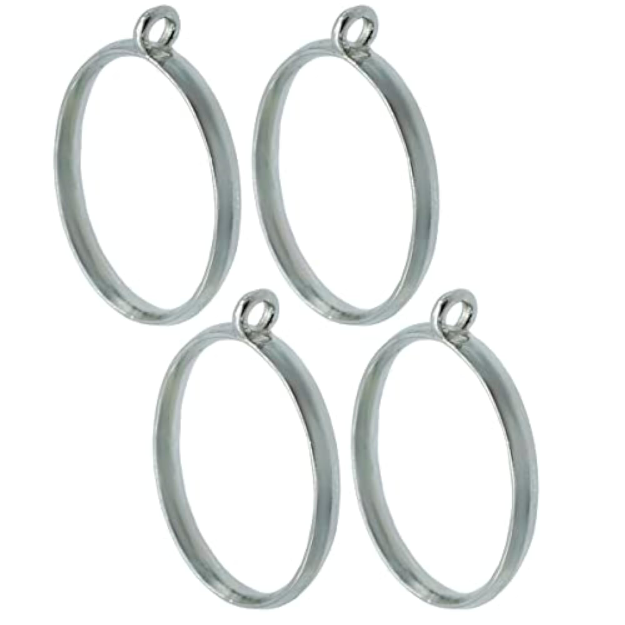Diy Metal Imitation Pendant For Resin Art Oval Shape Silver Colour, 4 Piece Set