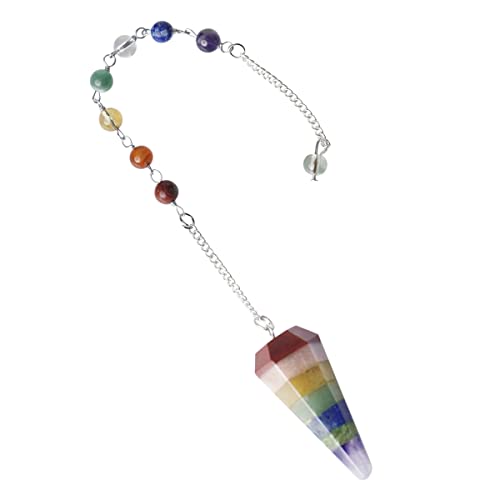 Image of 7 Chakra Point Pendulum with Natural Seven Chakra Beads | Crystal Products for Reiki, Healing & Feng Shui | Dowsing Pendulum for Meditation & Spiritual Balance