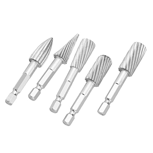 Juego de 5 fresas rotativas de acero rápido de 1/4 pulg miniatura 3
