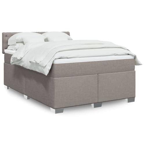 LAPOOH Cama Box Spring con colchón Tela Gris Taupe 140x190 cm, Base De Cama, Estructura Cama, Marco De Cama, Bed Frame, Cama Dormitorio - 3288194