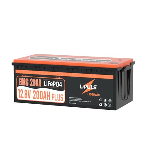 Image of 12V 200Ah Plus LiFePO4 Lithium Battery, Built-in 200A BMS, Up to 15000 Deep Cycles, Max. 2560W Power Output, 10-Year Lifetime, Deep Cycle Battery Perfect for RV, Solar, Marine, Off-Grid, etc