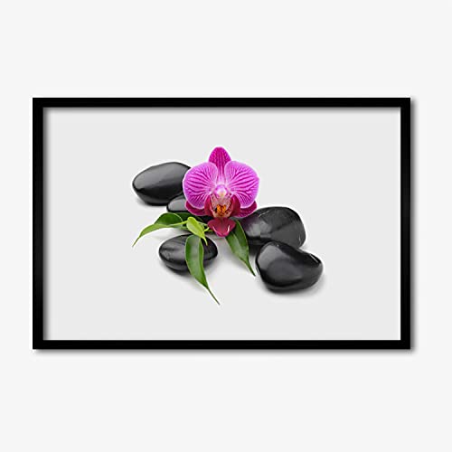 Affiche avec cadre salon et chambre 60x40 cm pierres de fleurs Tulup