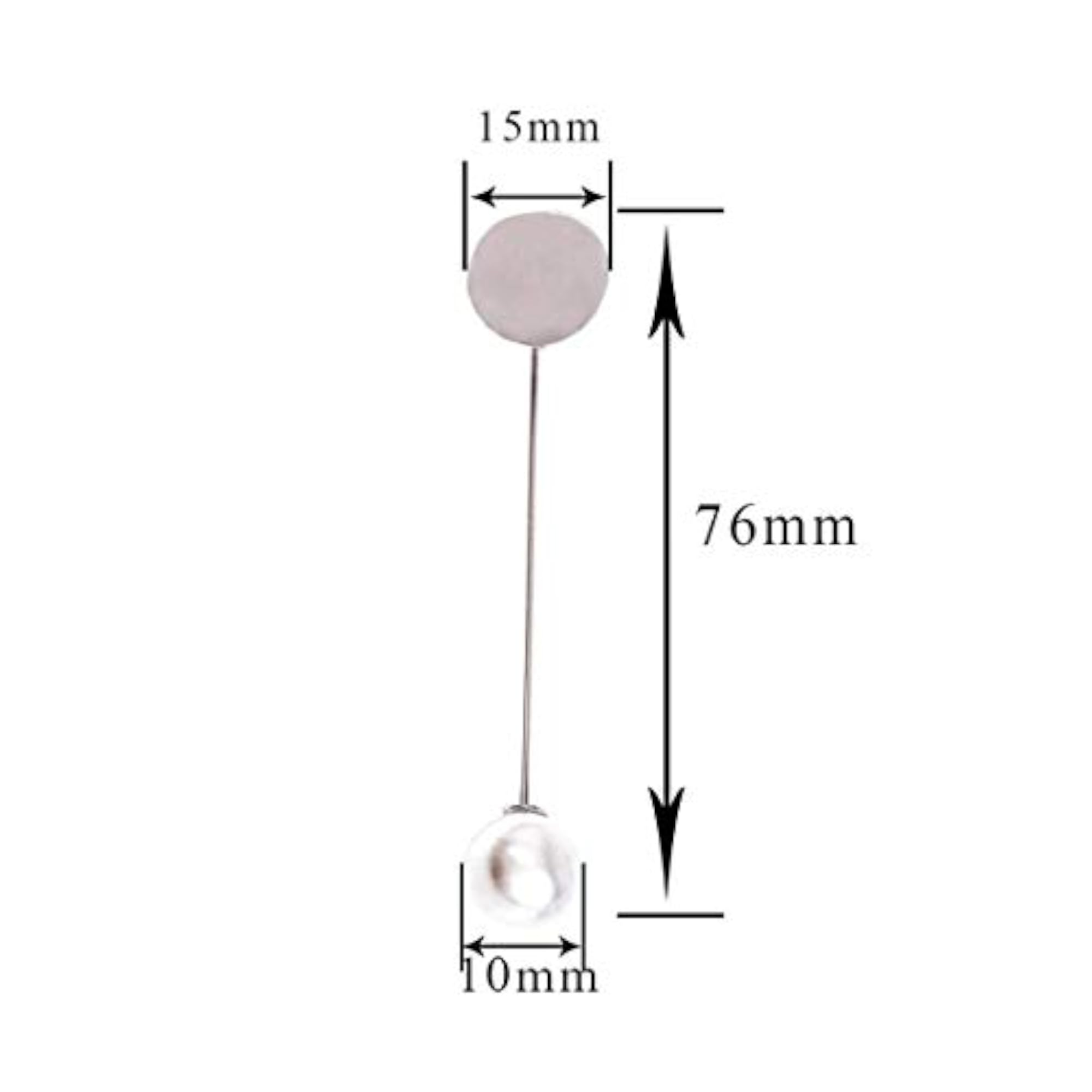 Pearl Alloy Copper Long Brooch Pin, Pack of 10