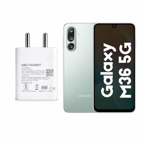 Image of 45W Super Fast Charger for Samsung Galaxy M06 5G, M16 5G, M17 5G, M33 5G, M35 5G, M36 5G | Type-C PD 3.0 Fast Charging Adapter | Compact & Safe Wall Charger (Vr-Whyt with Cable)