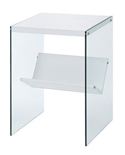Convenience Concepts Soho End Shelf Table, White/Glass #TOP7