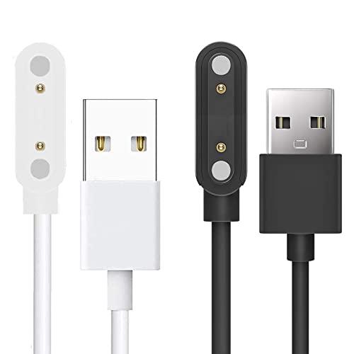 Compatible for Rapocon Smart Watches Charger, Lamshaw 2 Pin Magnetic USB Replacement Charging Compatible for Compatible with Rapocon C22 Military 1.6 Smart Watch/C22 1.6 Smart Watch Black+White