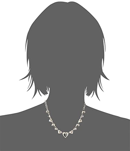 GUESS Silvertone Pave Crystal Glass Stone Heart Chain Necklace3