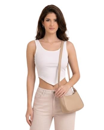 Women's Ribbed V-Bottom Crop Tank Top | Stylish Black & White Sleeveless Slim Fit Corset Style Tops Wear Combo for Girls (Pack of 2) (in, Alpha, Free Size, Regular, White)-image-24