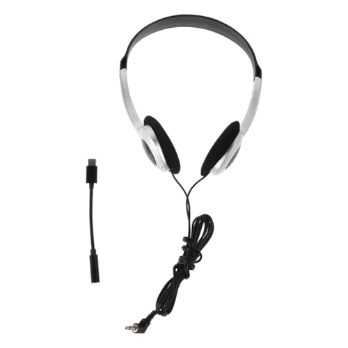 Image of LALAFINA Retro Headphones with Wired USB-c Adapter Vintage Silver Finish for Women and Compatible with Computers Phones Tablets for School Library Travel Use Lightweight and Stylish Audio