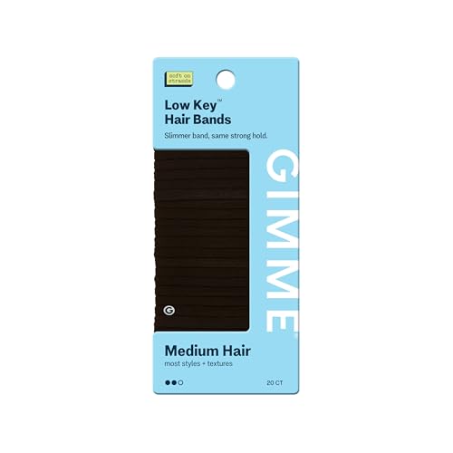 Gimme Beauty Low Profile Hair Bands - Gentle No-Snag Elastic Ties for Fine & Thick Locks - Non-Slip Seamless Ponytail Holders - Trendy Hair Accessories - Dark Brown 20 Pack