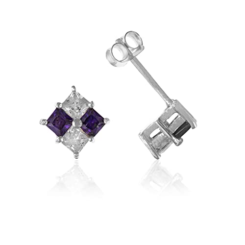 Eira Wen ® Boucles d'oreilles avec pierre précieuse serties en argent sterling 925 pour femme, fête des mères, cadeau pour elle, maman, épouse, petite amie, Argent, Zircone cubique, améthyste Cover