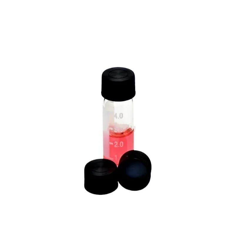 Chromatography Vial Cap Black Storage Bottle Cover 4 ml Polypropylene Solid Cap with Red PTFE/White Silicone Septa 13 mm 100/PK