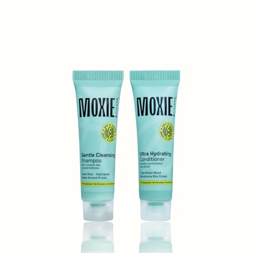 Moxie Beauty Rinse & Shine Mini Shampoo, Conditioner Combo | 15ml Each | A paraben and sulfate-free mini rinse and shine travel duo that leaves hair 1