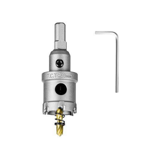 Image of SALI 1-3 /16 inch (30mm) TCT Hole Saw Kit Tungsten Carbide Tipped Hole Saw Drill Bit with Titanium-Plated Pilot Drill bit for Metal, Stainless Steel, Iron, Wood, Plastic