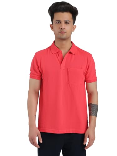 Image of Rupa Bumchums Men Super Combed Cotton Solid Half Sleeve Club Collar Polo Regular Fit T-Shirt with Chest Pocket
