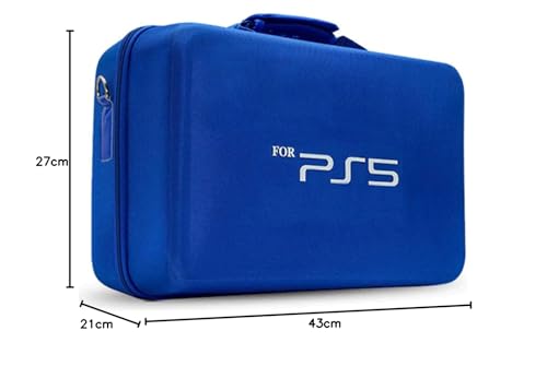 Image of PSS PS5 Travel Bag Briefcase Hard Shell Carrying Case for PS5 Console Protective Storage Bag Shockproof Compatible with PS5 Console Controller, Headset, Charging Dock, Games Accessories (Blue)