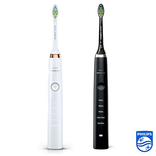 Philips Sonicare Elektrische Tandenborstel DiamondClean Duo - Wittere, gezondere tanden - 5 Poetsstanden - Diepe reiniging stand - Met oplaadglas en 2 Reisetuis - Wit en Zwart - HX9392/40 - Image 3
