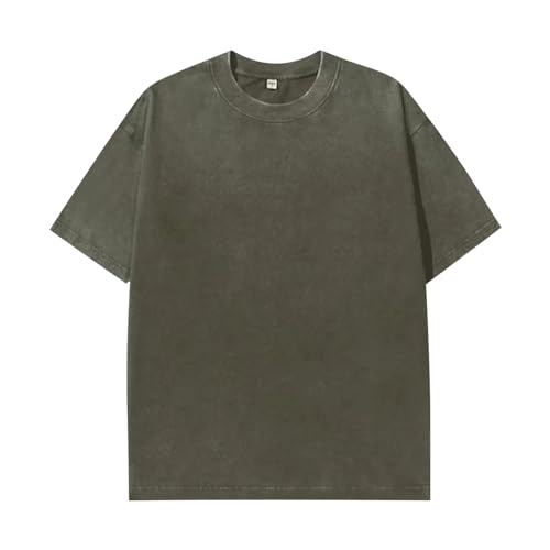2026 Moda Hombre Primavera Verano Casual Manga Corta Color Sólido Camiseta Cuello Redondo, verde, 3XL