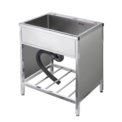 Évier simple en acier inoxydable durable avec panier égouttoir robuste