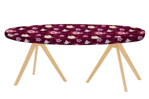 Image of The Furnishing Tree Elastic Oval Dining Table Cover WxL 35x63 in Inches Polyester Floral Pattern Red