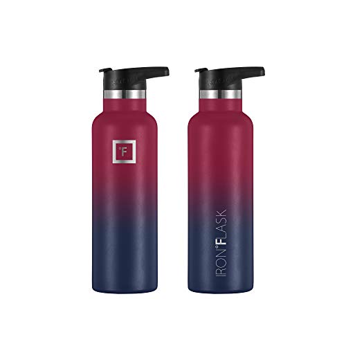 IRON °FLASK Botella de Agua para Deportes de Boca Estrecha - 20 oz, 3 Tapas (Tapa de Paja), Acero Inoxidable con… - Imagen 5