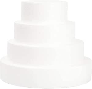 SHERCHPRY 4-Tier Round Polystyrene Cake Dummy Set - 15cm, 20cm, 25cm, 30cm Foam Cake Molds For Decorating Practice - View #13