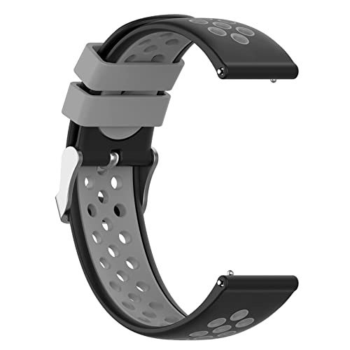 AWADUO Compatible with Huawei Watch GT3 46MM, 22mm Elastic Adjustable Replacement Silicone Wrist Watch Strap Band Compatible with Huawei Watch GT2 46MM, Soft And Durable(Black+Grey)