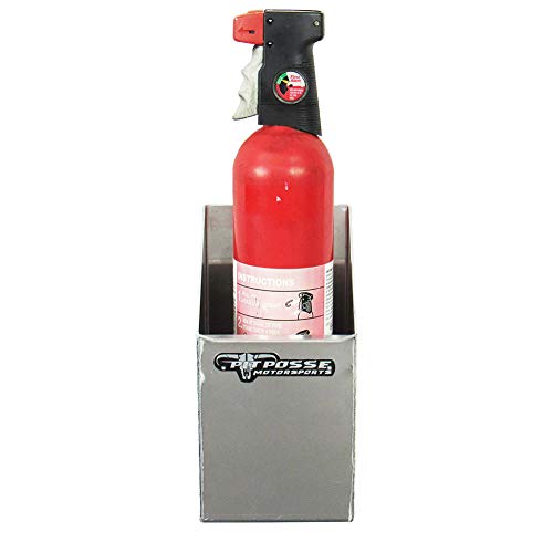 Pit Posse 529 Fire Extinguisher Holder Aluminum Enclosed Race Trailer Shop Garage Storage Organizer - Made in USA-Holds Extinguishers Measuring up to 4.5\" Inches Wide - Fire Hazard Safety - Thumbnail 2