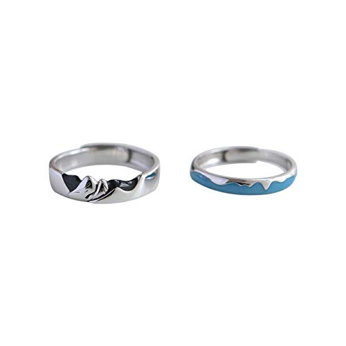 Bague Fiançailles KnSam Argent 925 ajustable avec alliance homme et femme motif mer