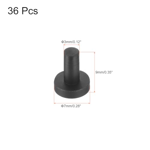 Image of uxcell High Temp Silicone Plug Mount Dia 3mm /0.12 inch t Shaped Rubber Stopper Hole Plugs for Powder Coating Plating Waterproof Plugs Sealing Plugs Black Pack of 36(OD 7mm)