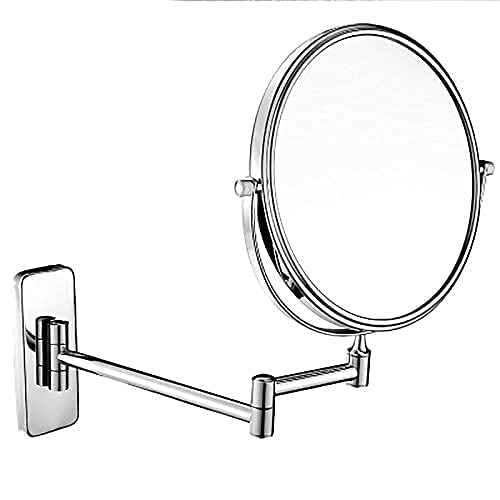 Miroir maquillage lumineux mural double face grossissant 7x avec bras pliant réglable tactile