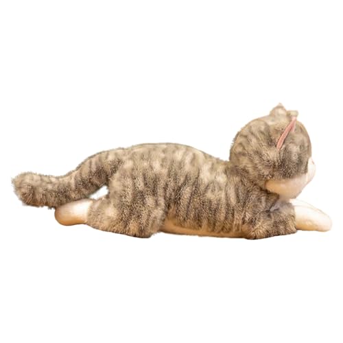 Peluche chat réaliste de 50 cm en pose allongée doudou chat géant doux pour adulte et enfant