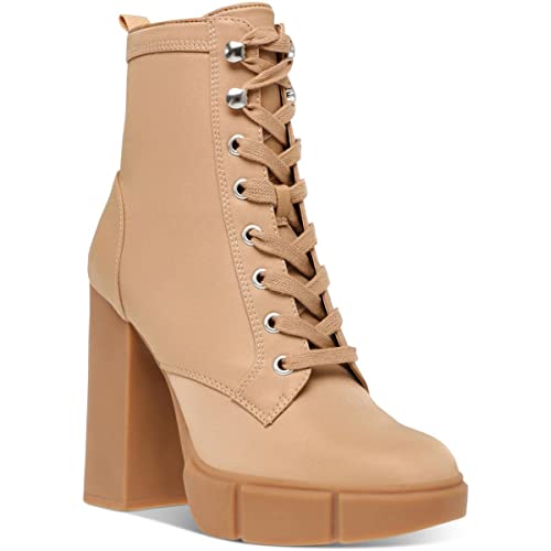 Steve Madden Womens Hani Ankle Combat & Lace-up Boots Tan