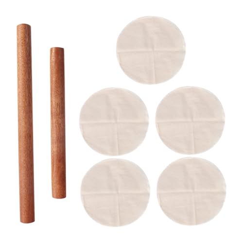 VICASKY Kitchen Dough Roller Set 40cm 30cm Wooden Rolling Pins with 5 Food-Grade Steamer Mats for Baking Pizza Pasta and Dumpling