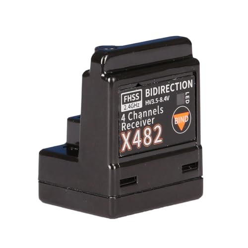 RHINOESC Receiver X482 2.4GHz 4CH FHSS 8.4V High Voltage Internal Antenna Compatible with SANWA FH3/FH4T Transmitter for RC car,Truck,Rock Crawler and Boats (X482 Receiver)