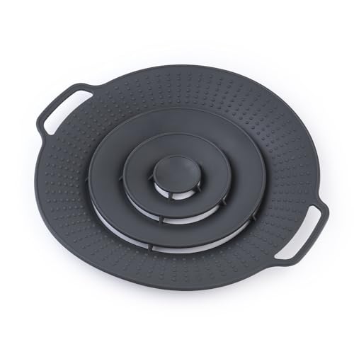 Tapa protectora de silicona de 30 cm, protección contra salpicaduras para horno, microondas y cuencos, resistente al calor, apta para lavavajillas y universal, color negro