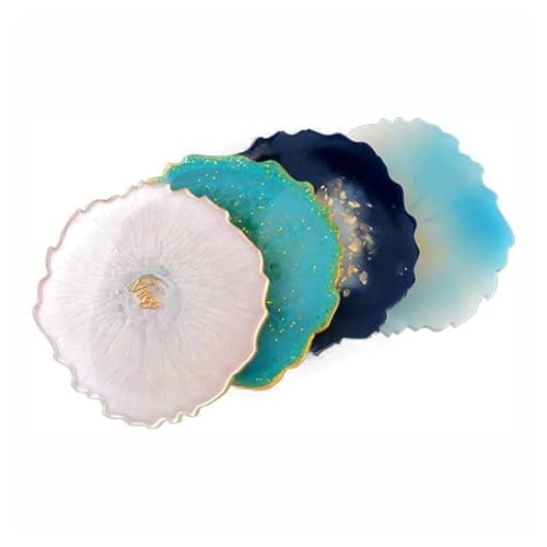 Image of R H Lifestyle Silicone Moulds Round Resin Art Mould Agate Coaster Mould for Resin Art Epoxy Casting Mould Tray Photo Frame Mold Resin Coaster Mould Set of 4, 5 Inch