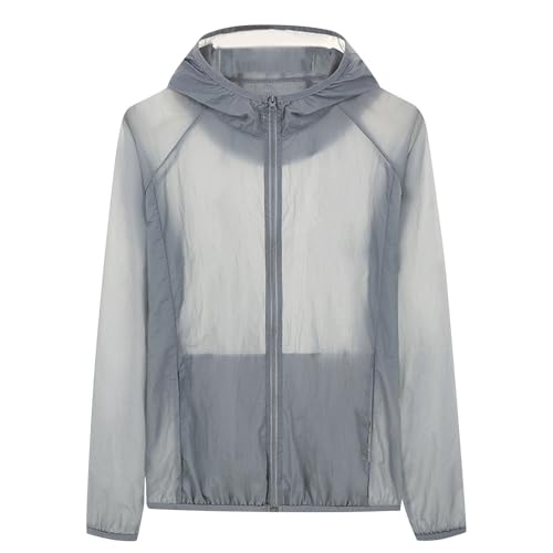 Womens Mens UPF 50+ Jackets Waterproof Lightweight Sun Protection Hoodie Fishing Hiking Full Zip Shirt with Pockets