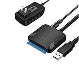 for SATA USB 変換ケーブル 3.5/2.5インチ HDD SSD UASP対応 SSD HDD データ取り出し USB3.0 - SATA 3 変換アダプター 最大6TB 5Gbps高速伝送 電源アダプター付 for-PS4/Windows10/Mac OS対応 ポータブルデザイン (ブラック) [並行輸入品]