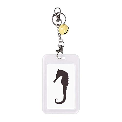 Badge silhouette hippocampe noir et protection cloche jaune