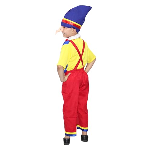 Image of Kaku Fancy Dresses Polyester Pinokeyo Cartoon Costume -Multicolour, 3-4 Years, For Boys