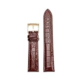 TROGPYXG Correa de reloj de piel de vaca de grano de cocodrilo compatible con Rolex compatible con correa de reloj Casio universal de interfaz plana, 18mm, Acetato, Sin piedra preciosa