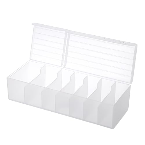 BSTKEY Plastic Card Divider Box Trading Card Storage Box with Lid, High Capactiy Playing Card Organizer Sports Game Card Box Case (White)