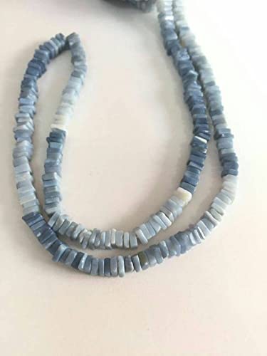Opaline bleue heishi perles lisses 4mm LKBEADS pour création bijoux fil 35cm