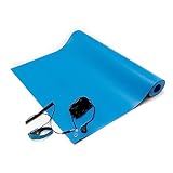 Bertech ESD Mat Kit with a Wrist Strap and a Grounding Cord, 3' Wide x 6' Long x 0.093' Thick, Blue (Made in USA)