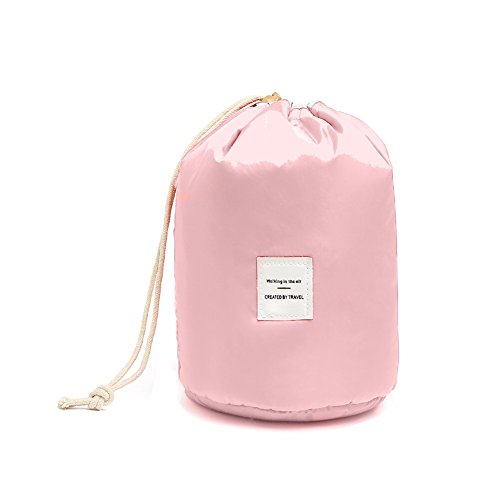 Huluwa Toiletry Bag, Multifunctional Bucket Cosmetic Bag, Waterproof Travel Makeup Pouch, Large Capacity Toiletry Organizer Storage Drawstring Bag, Pink
