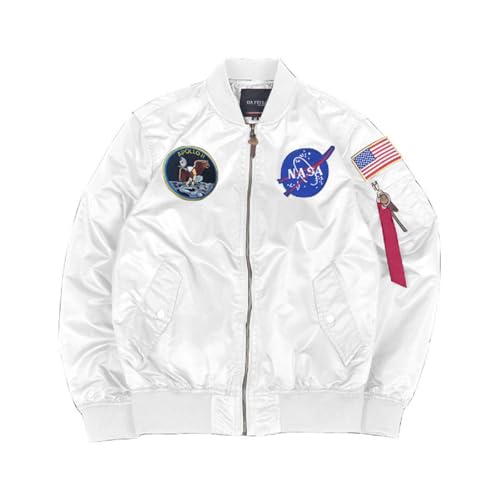 Image of CORIRESHA Mens Apollo NASA Patches Slim Fit Bomber Jackets Windbreaker