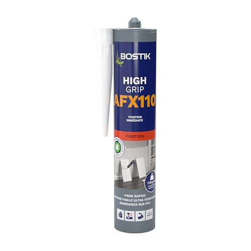 Bostik Mastic de Fixation AFX 110 HIGH GRIP - Fixation Immédiate - Fixation Finale Ultra Résistante - Blanc - Cartouche 310ml