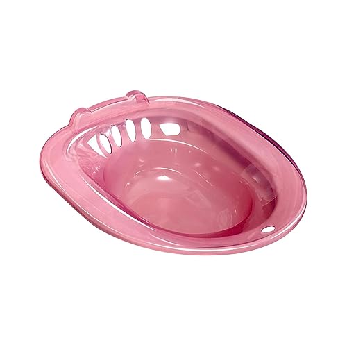 Oshhni Bagno Sitz Bidet per donne Vaschetta per semicupio con fori di scarico Materiali versatili in PP sopra la toilette Accessori portatili per, ROSA
